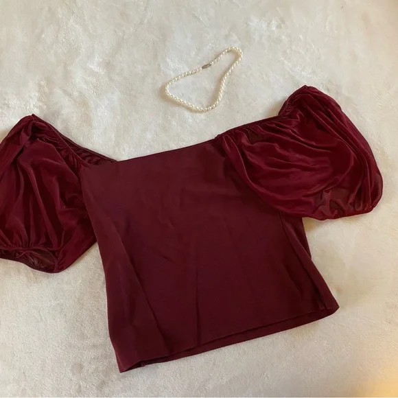 Free People | Burgundy Off-Shoulder Top - Picture 4 of 5